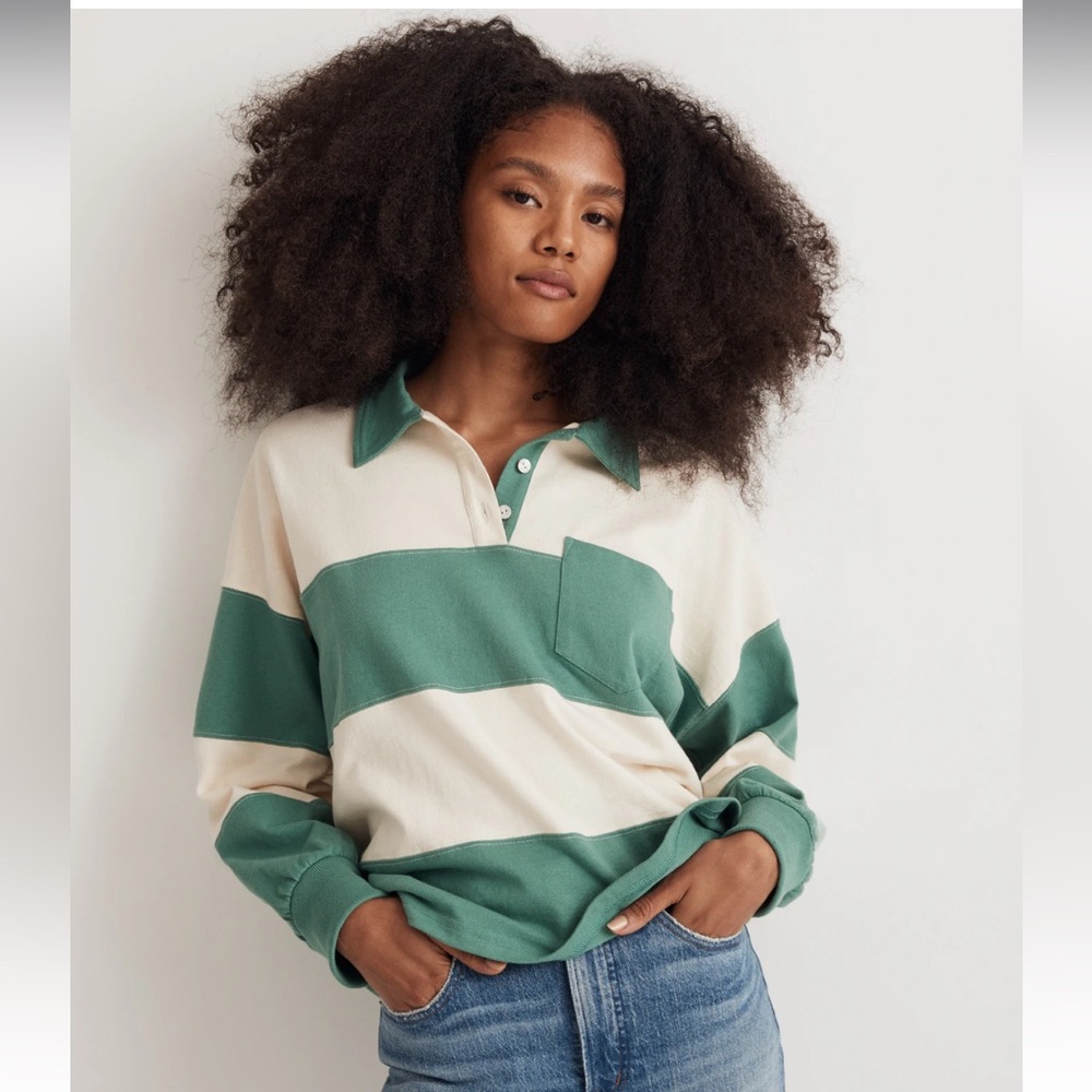 Madewell 100% Cotton Striped Rugby Polo Shirt XS